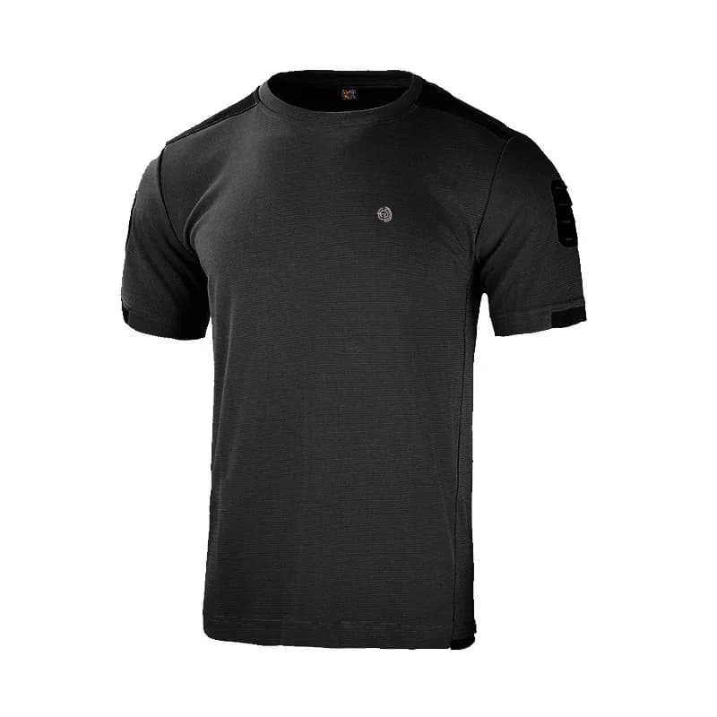 T-shirt tactique pour homme à manches courtes, séchage rapide, en mesh, avec logo réfléchissant et v