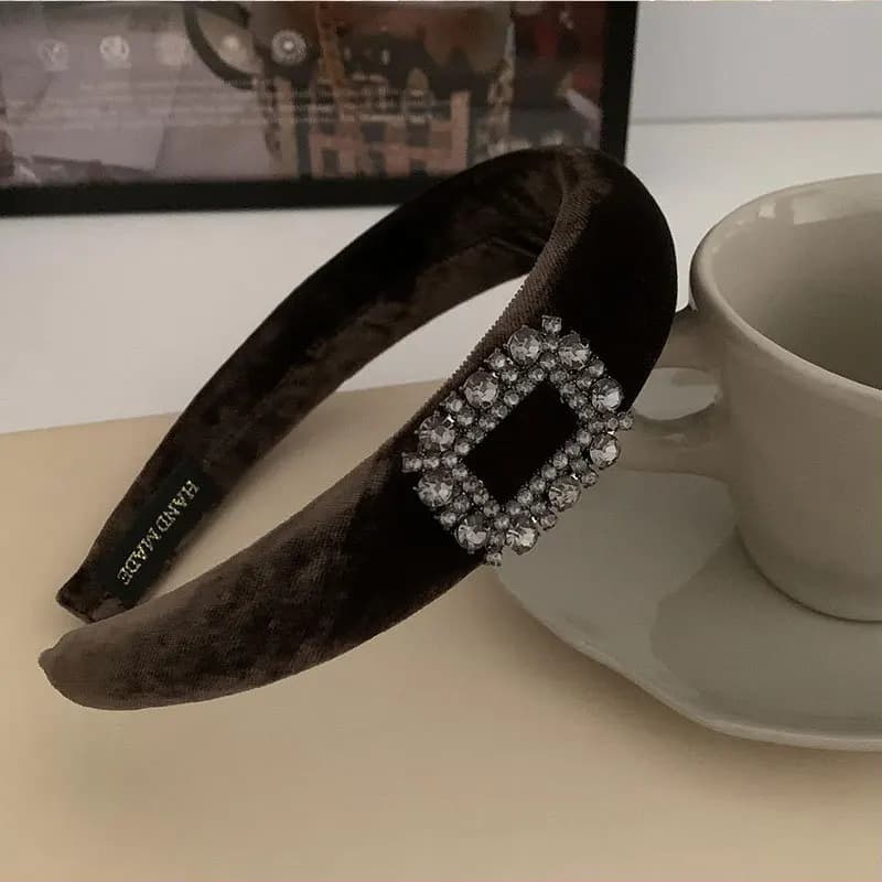 Serre-tête en velours vintage à couronne haute, polyvalent pour femme, style bandeau esthétique Kawa