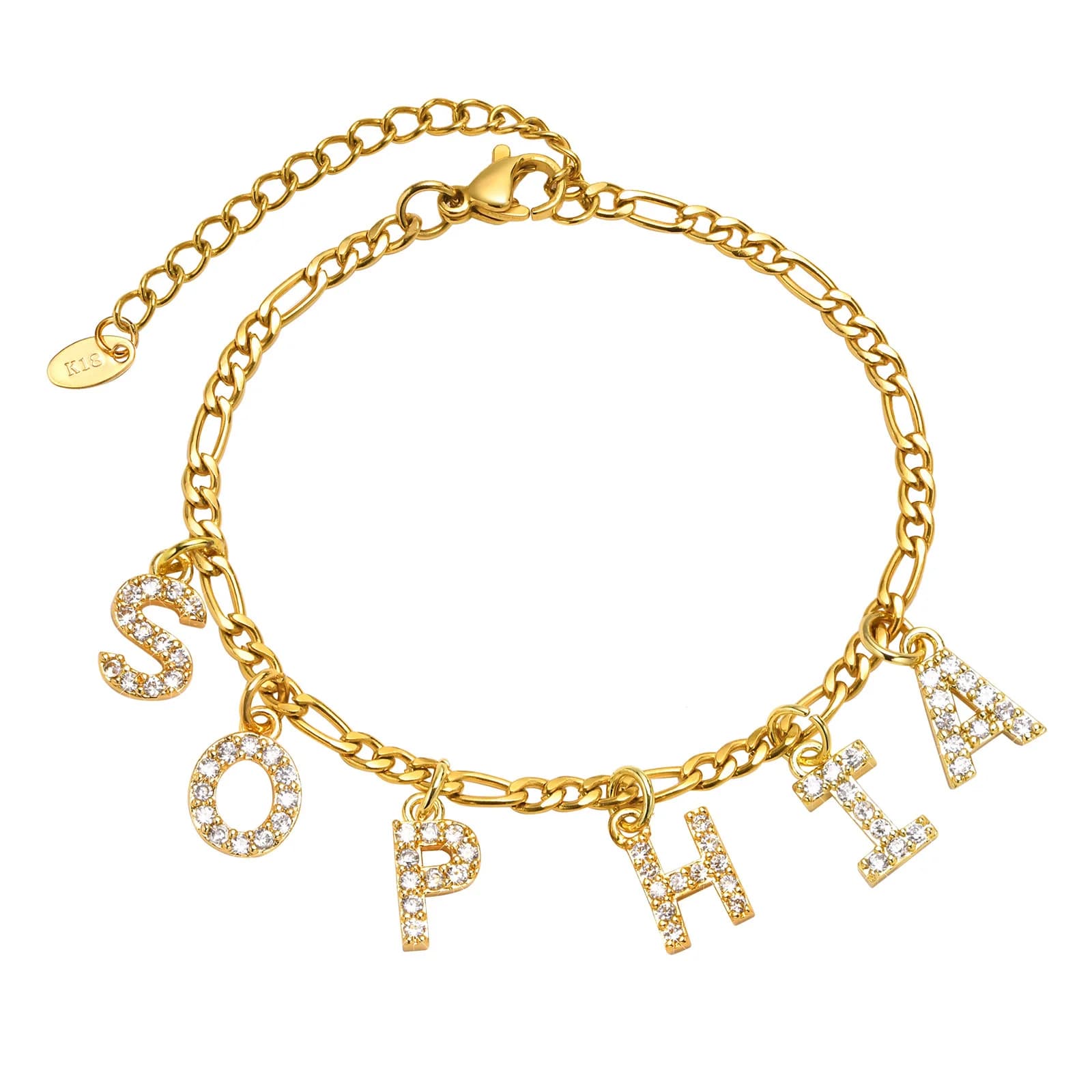 Bracelet personnalisé en lettres initiales pour femmes, Bracelet personnalisé avec nom de l'alphabet