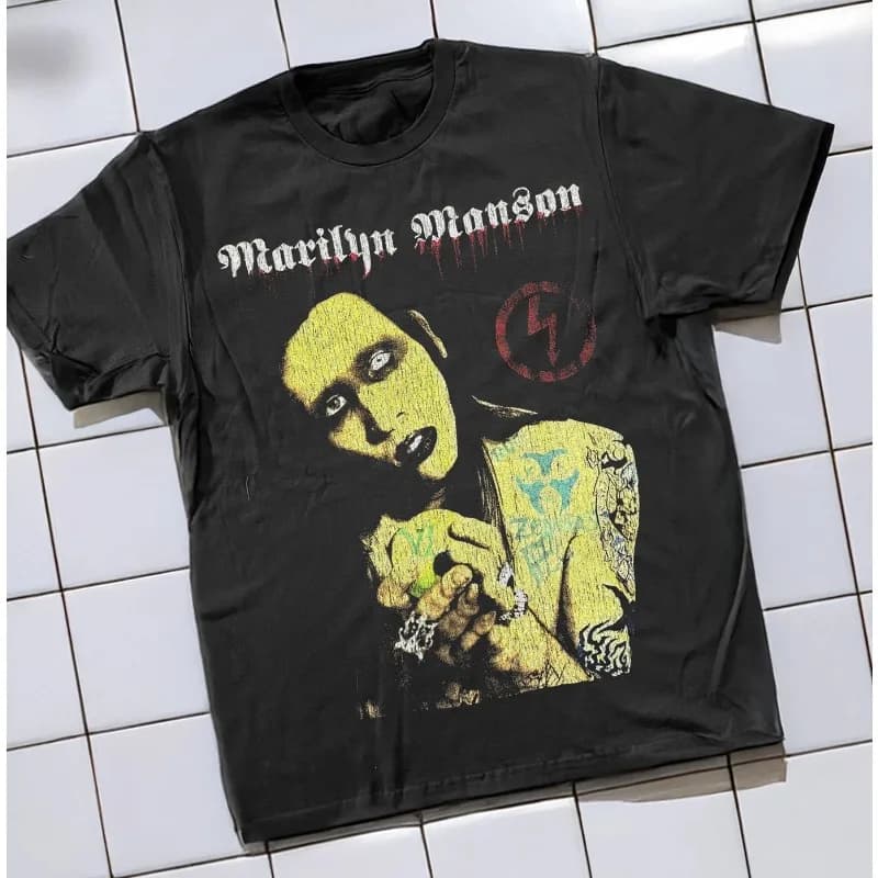 T-shirt pour homme style Marilyn Manson, nouveauté été, convient aux hommes et aux femmes, t-shirt r