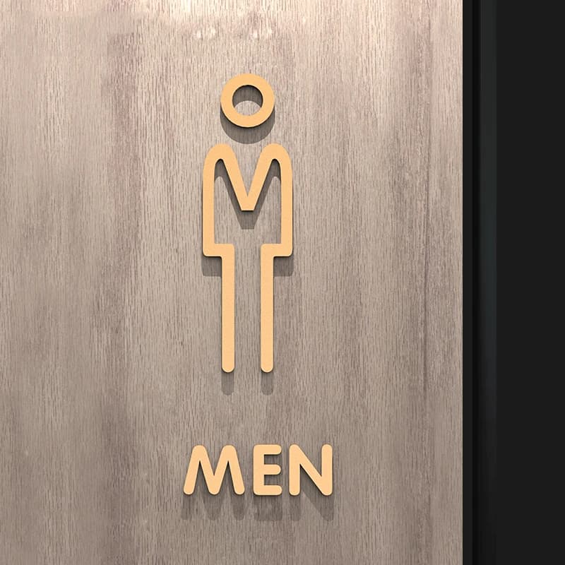 Plaque de signalisation de toilette en or noir, en acrylique 3D, étiquette murale de porte de salle 