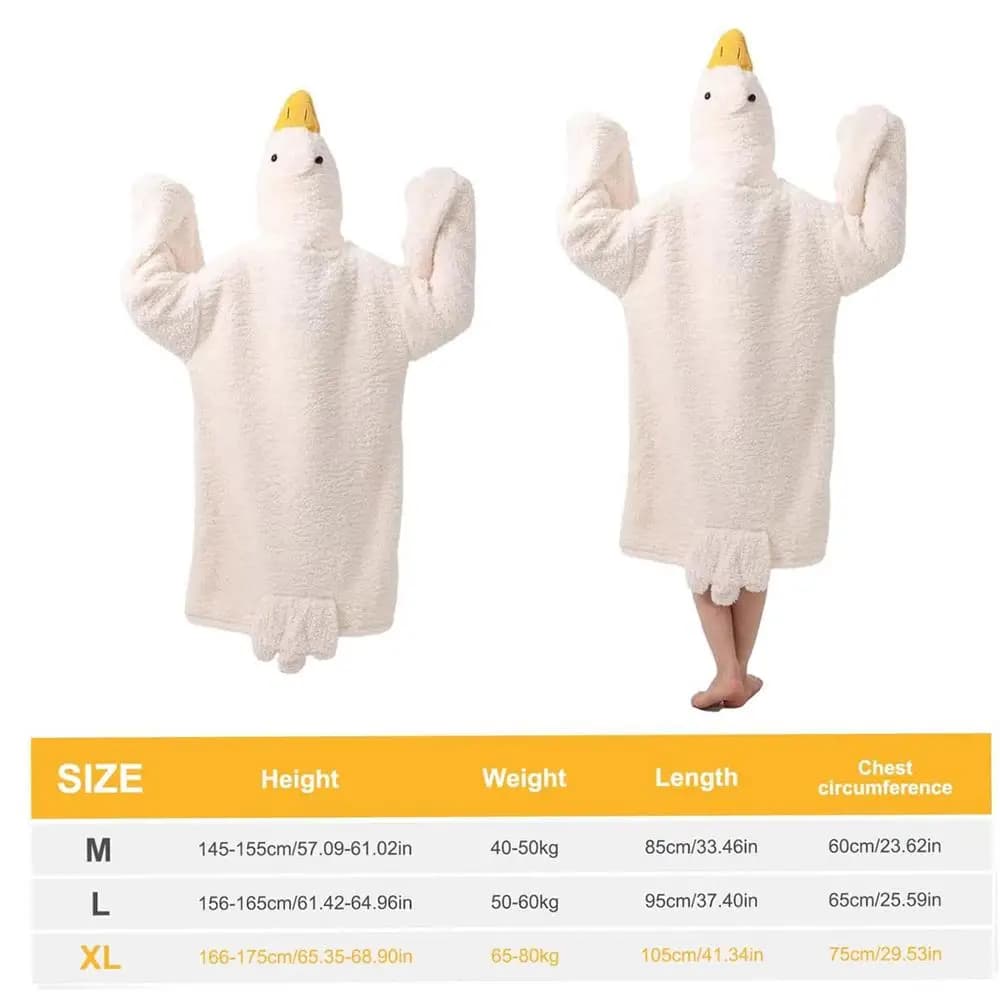 Peignoir à capuche en forme de grande oie, pyjama amusant pour couple, vêtements de nuit mignons de 
