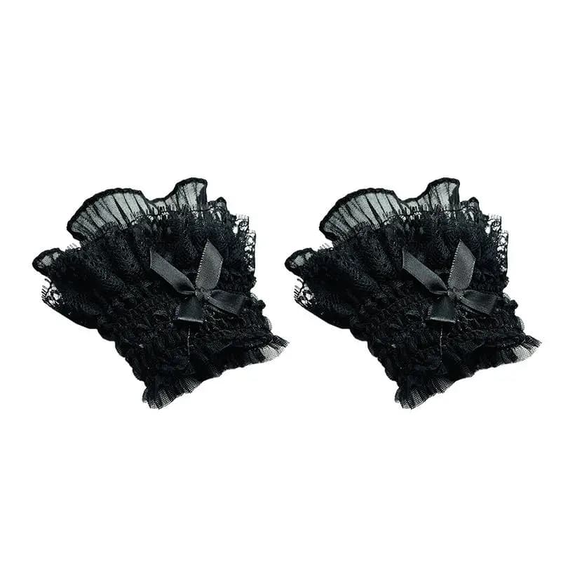 Menottes gothiques Lolita avec nœud et dentelle, accessoires de cosplay de demoiselle d'honneur pour