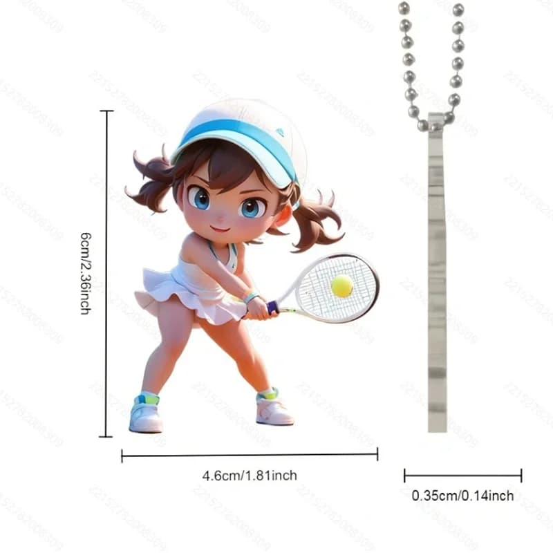Mode mignon 2D plat pendentif acrylique sport fille porte-clés femmes athlète sac à main porte-clés 
