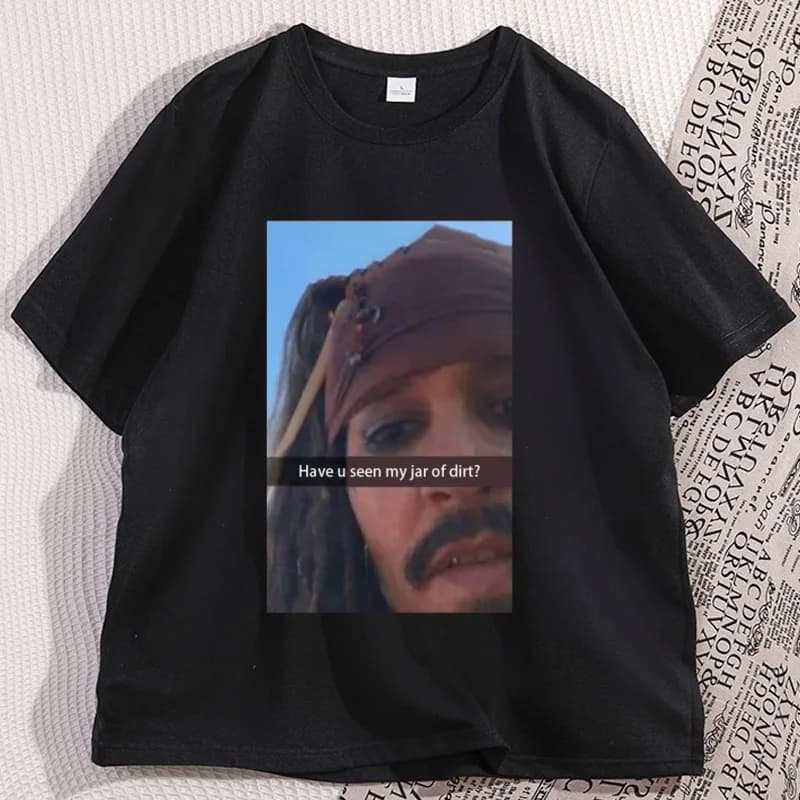 Drôle capitaine Jack Sparrow t-shirt hommes coton à manches courtes graphique t-shirts humoristique 