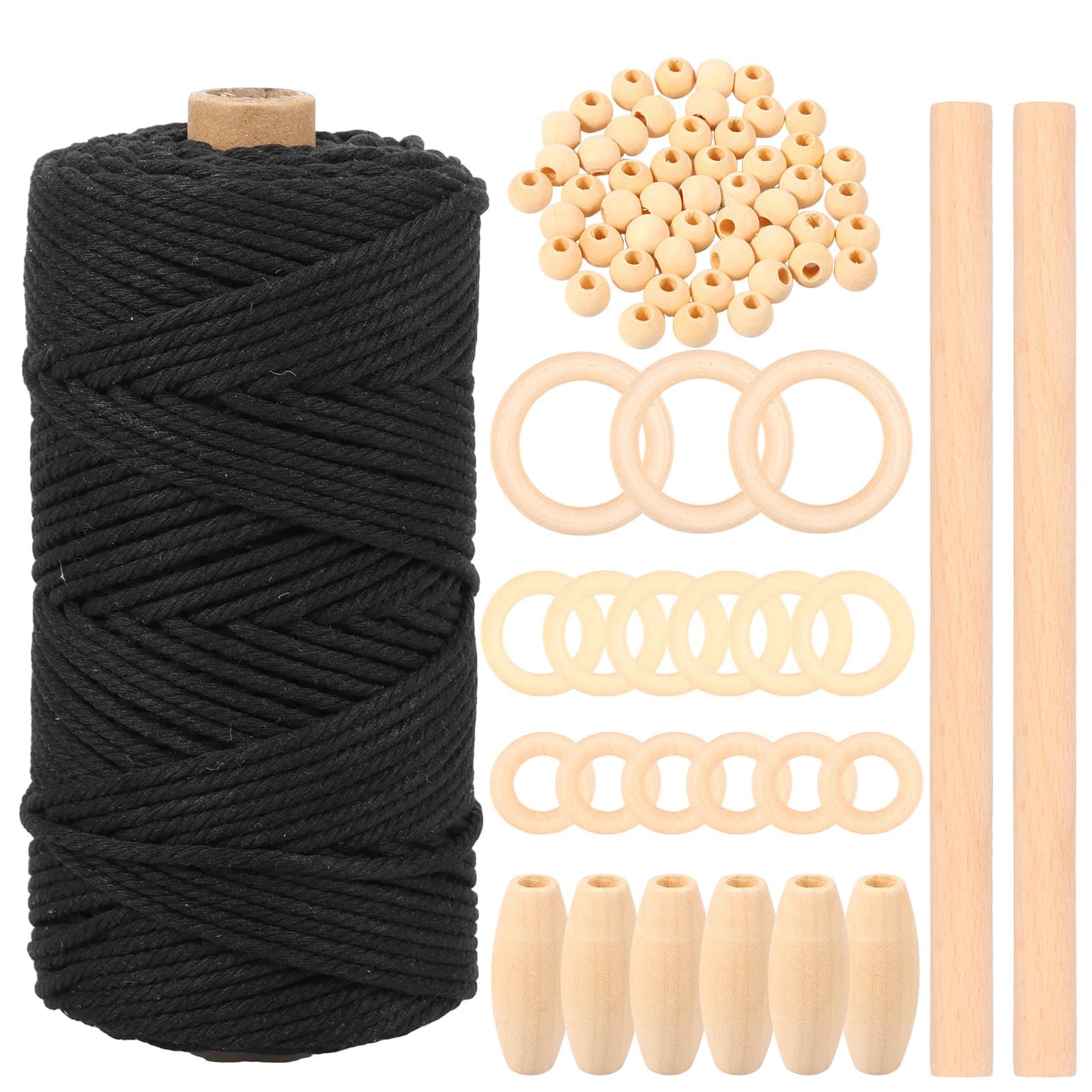 Kit de fabrication de macramé pour débutant, corde en coton naturel, Pack d'outils pour macramé, Kit