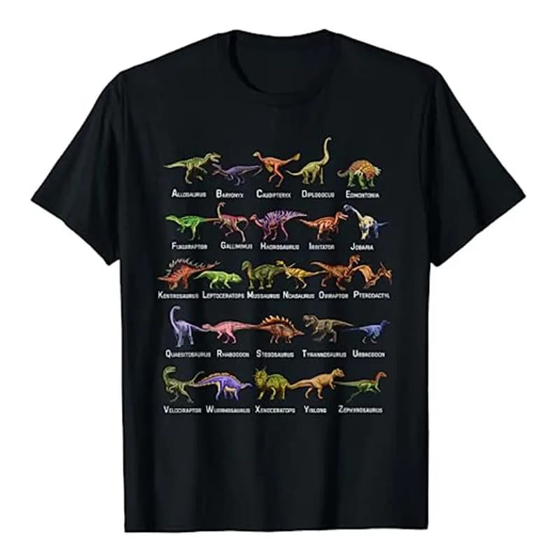 Dinosaur Alphabet Dino pré historique Animal dinosaure amant T-Shirt Types de dinosaures graphique T