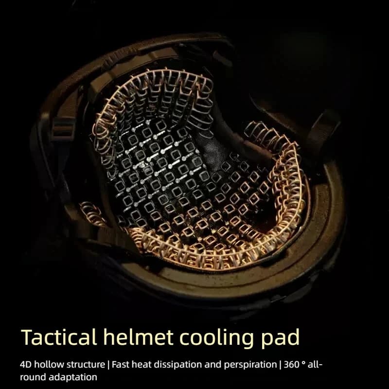 Casque tactique avec rembourrage en structure alvéolaire en polymère imprimé en 3D, coussin respiran