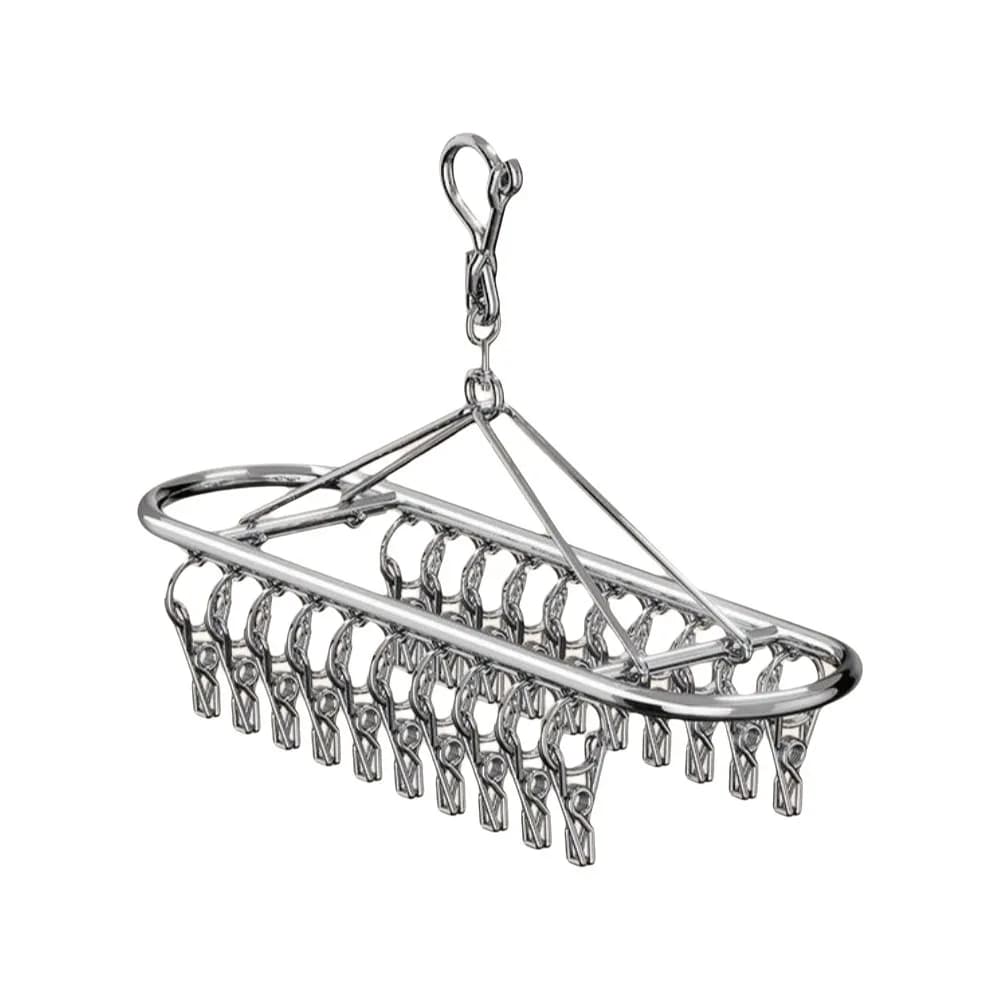 Séchoir à linge en acier inoxydable avec 20/30 pinces, support coupe-vent pour chaussettes et sous-v