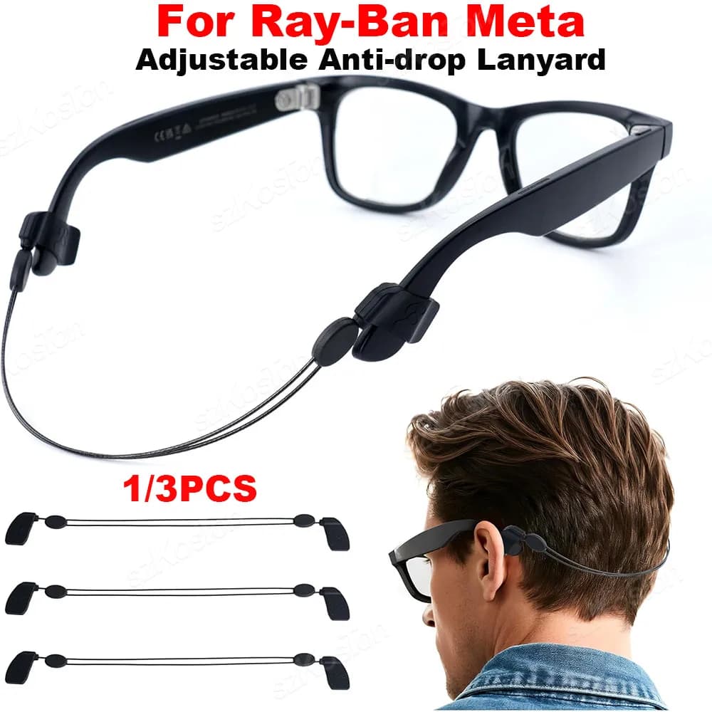 Lanière Anti-chute réglable pour lunettes intelligentes Ray-Ban Meta Wayfarer/Skyler/Headliner, sang