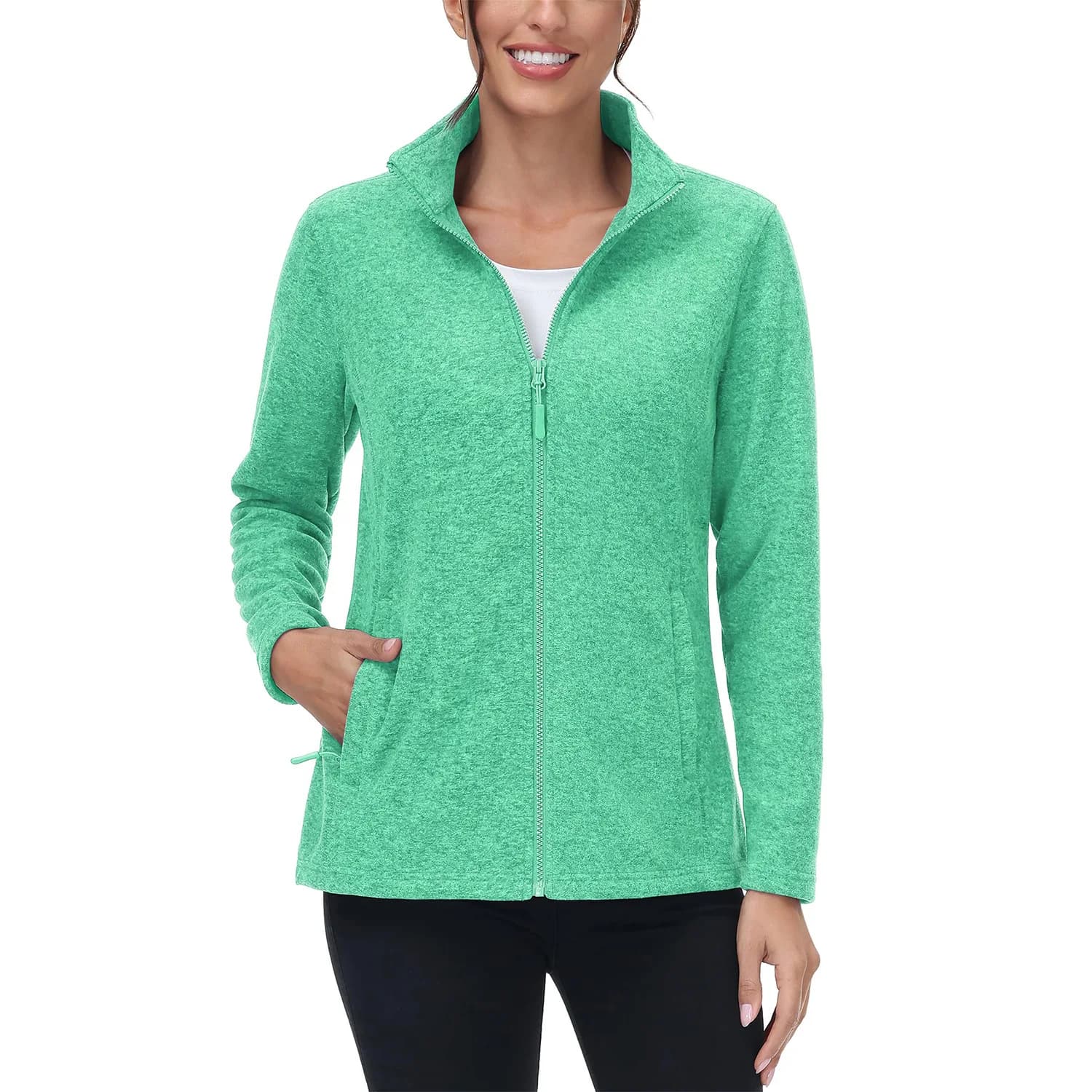EKLENTSON veste femme polaire doux léger chaud col montant veste de Sport en plein air course randon