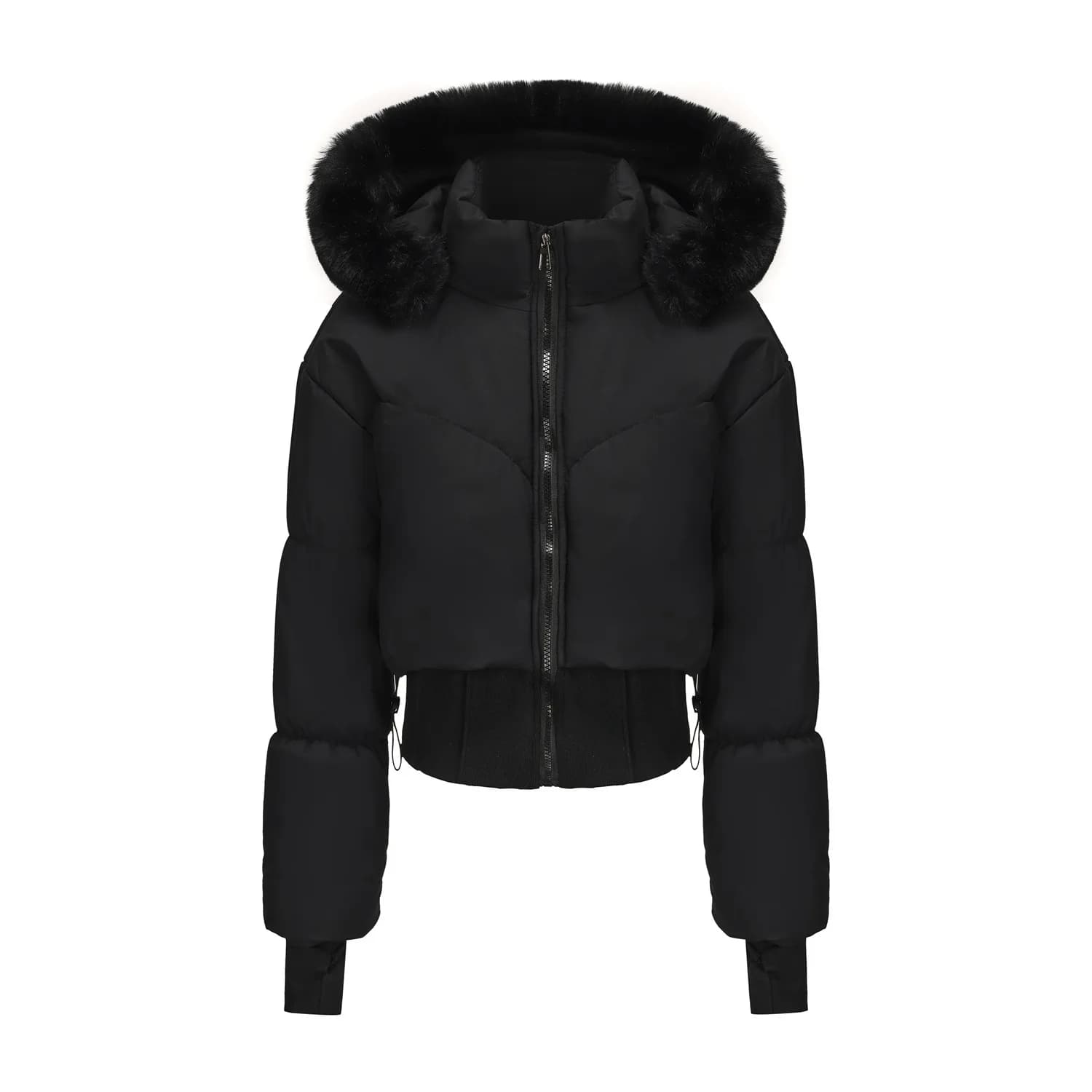 Blouson Bomber Femme 2026 à Capuche Court Veste d'Hiver Femme Vêtements Chauds et Tendance Café Noir