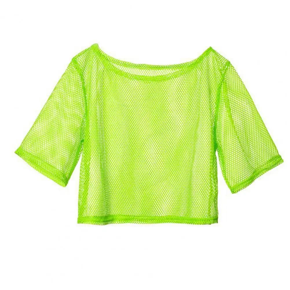 Femmes résille maille hauts Sexy voir à travers t-shirt discothèque fête pull dame VBlouse maille ba