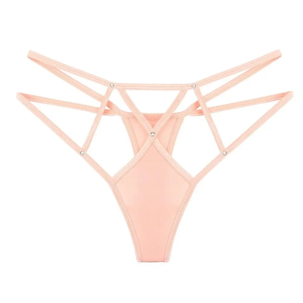 Passion String sexy élastique ajouré Y2K avec cristaux, entrejambe en nylon et coton, culotte en soi