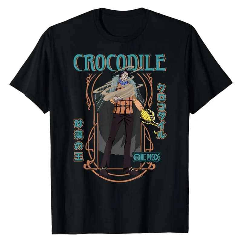 T-shirt Sir Crocodile One Piece Shichibukai à imprimé graphique, col rond, doux, 100% coton, haut de