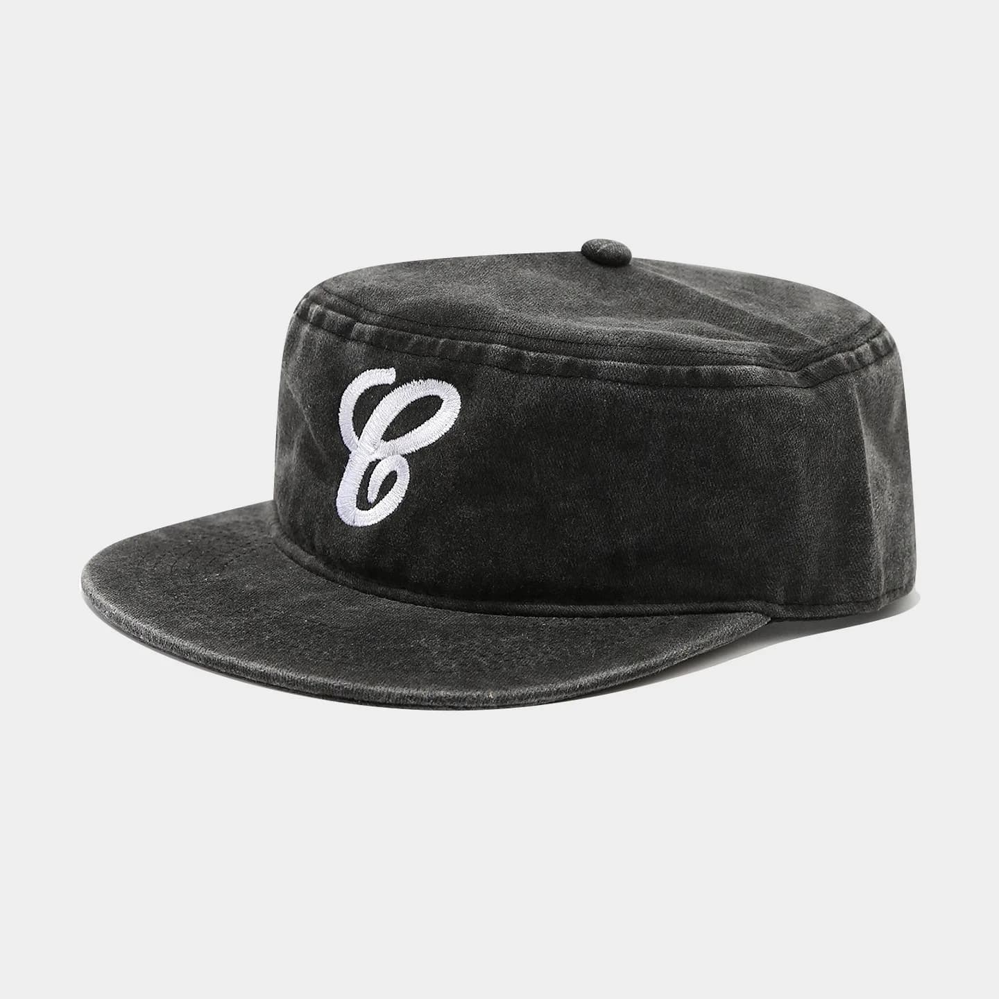 Casquette militaire à dessus plat brodée avec lettre C imprimée léopard, chapeau streetwear décontra