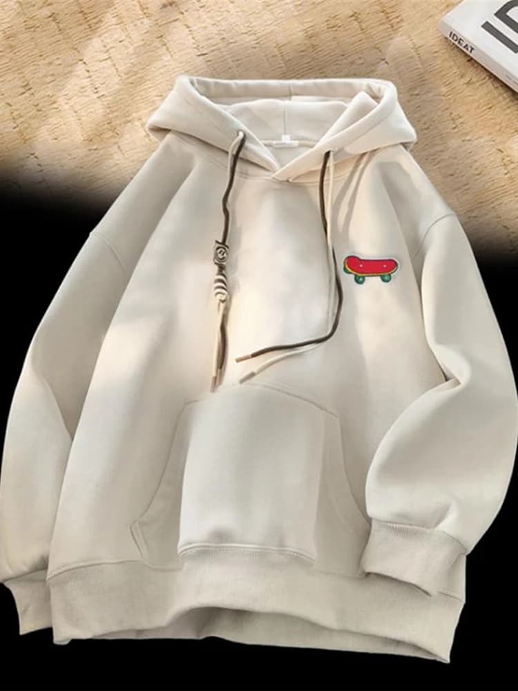 Sweat à capuche graphique Kawaii Skateboard pour homme, nouveauté en molleton de coton, style rétro,