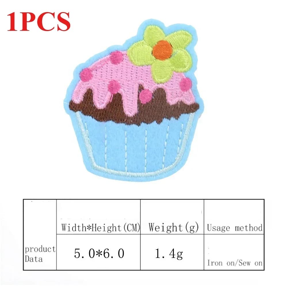 Patch brodé adhésif pour vêtements d'enfants, motif crème glacée, gâteau de dessin animé, accessoire