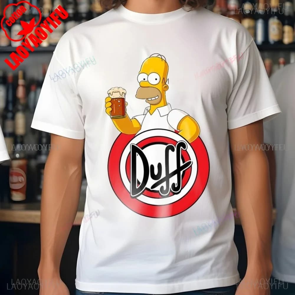 HOMER The SIMPSON Duff BEER Circle Logo T-Shirt années 80 90 Vintage Décontracté Mode Lâche Homme St