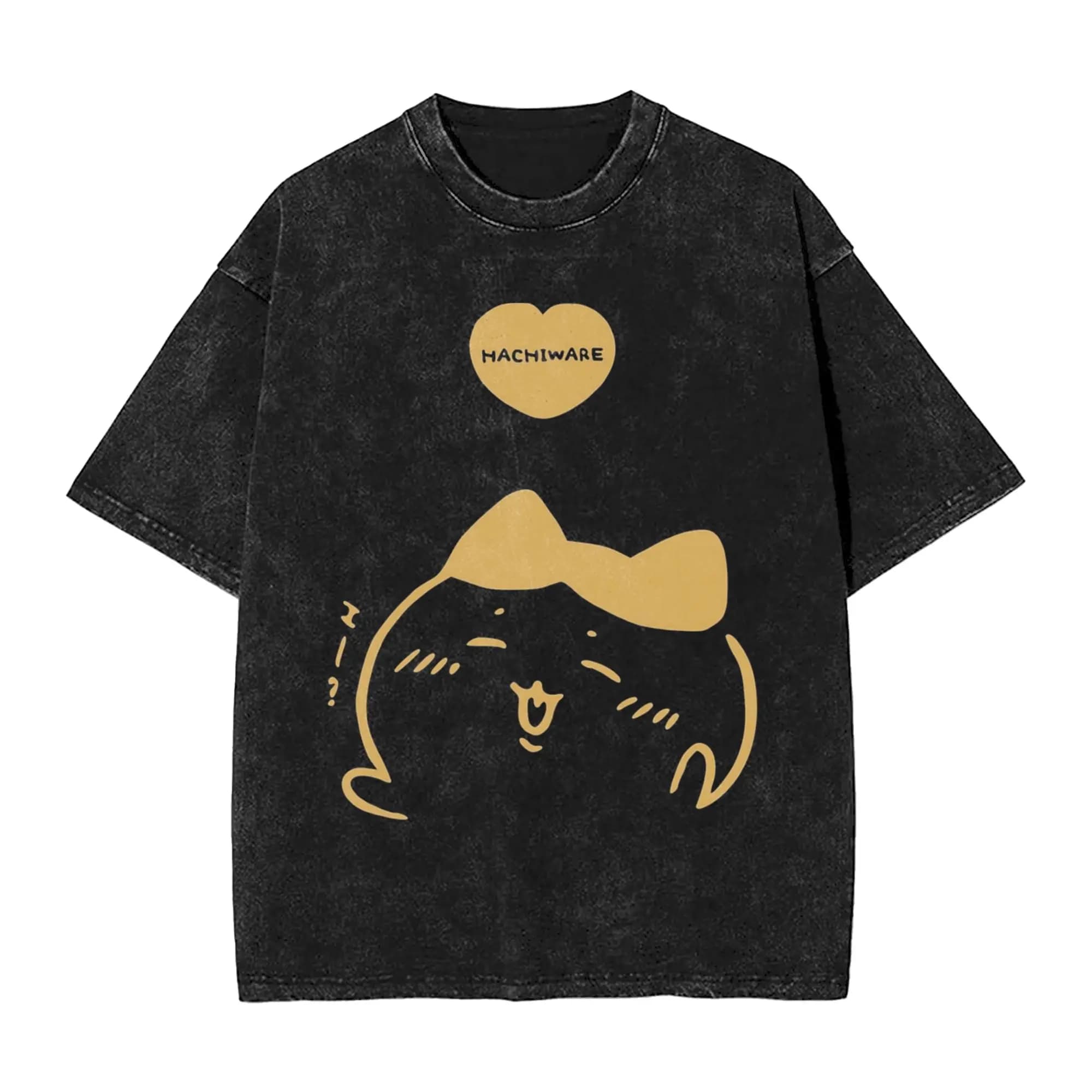 T-shirt Hachiware Heart Love Chiikawas Usagi Kawaii Hip Hop délavé à manches courtes Harajuku pour h