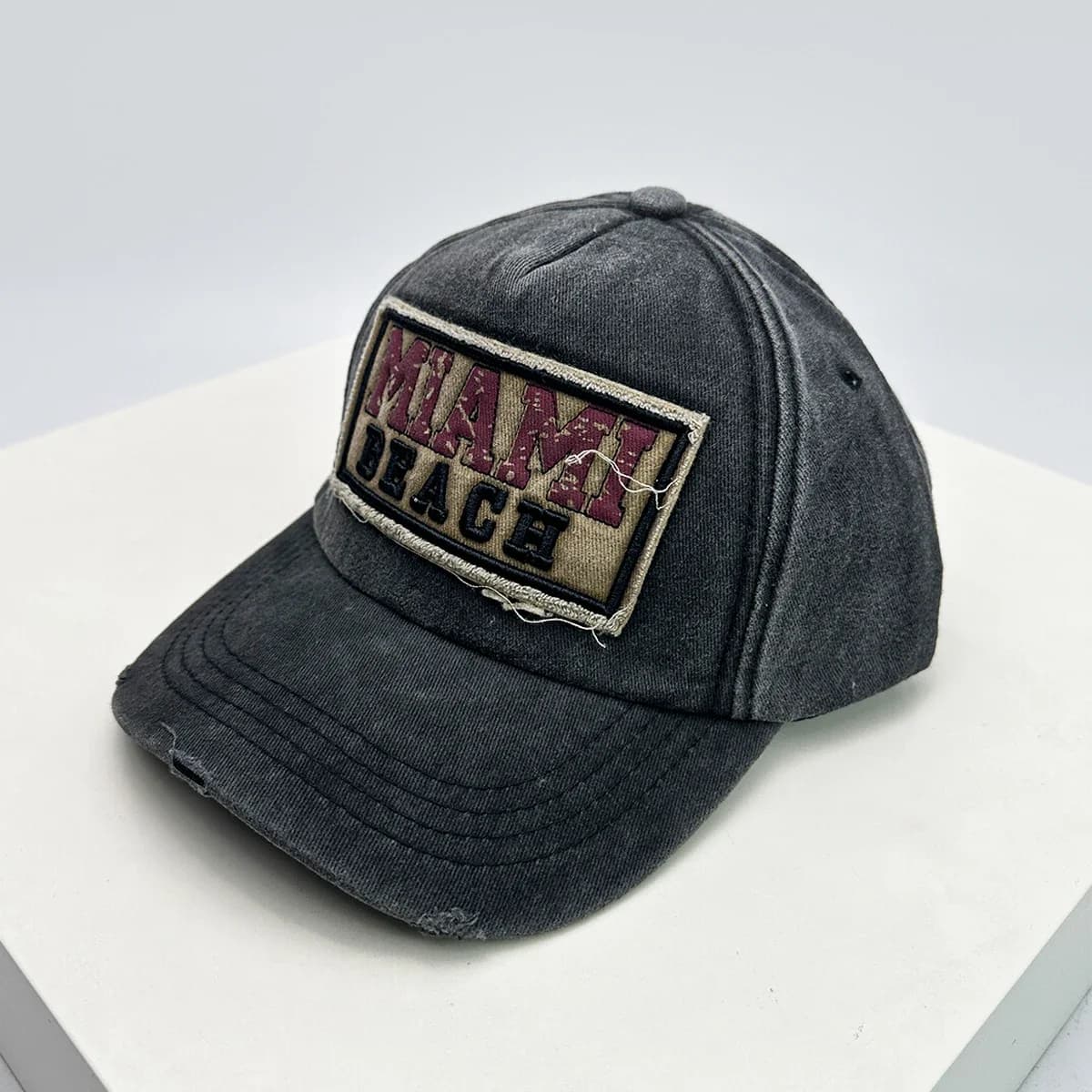 MIAMI-Chapeaux de baseball brodés unisexes, Casquettes à visière de style cassé, Pare-soleil, Rétro,