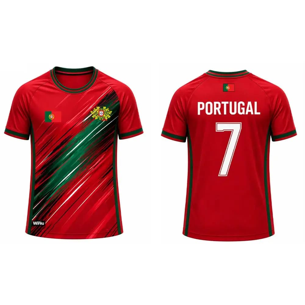 Maillot de football pour homme avec imprimé drapeau du Portugal 2026, T-shirt de sport respirant et