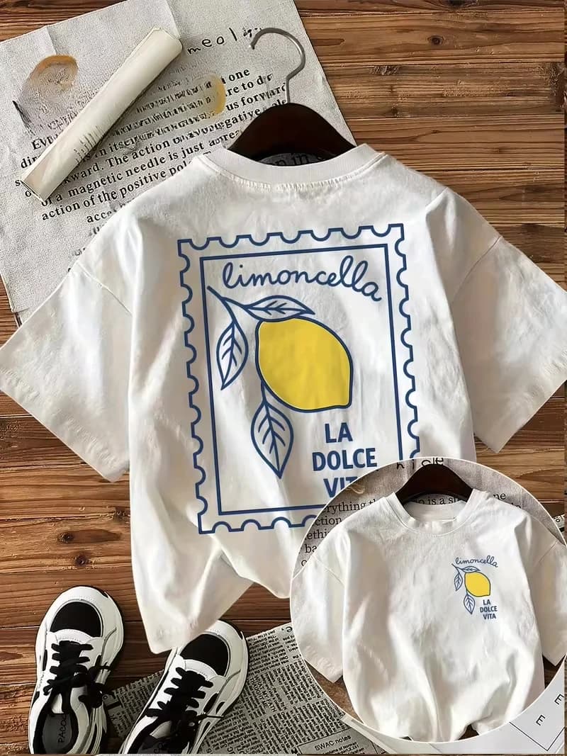 T-shirt décontracté pour homme Limoncella Lemon Stamp Print 100 % coton, léger, streetwear, conforta
