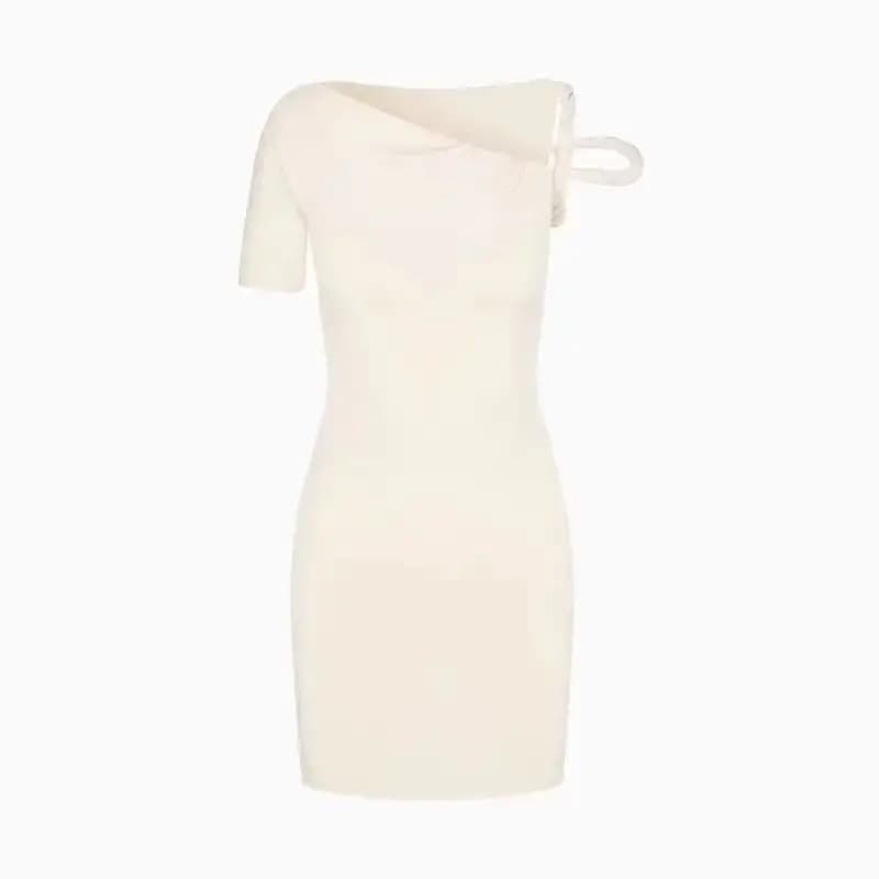 KHY Kylie's Robe asymétrique à bretelles torsadées et épaules dénudées, jupe courte amincissante sex