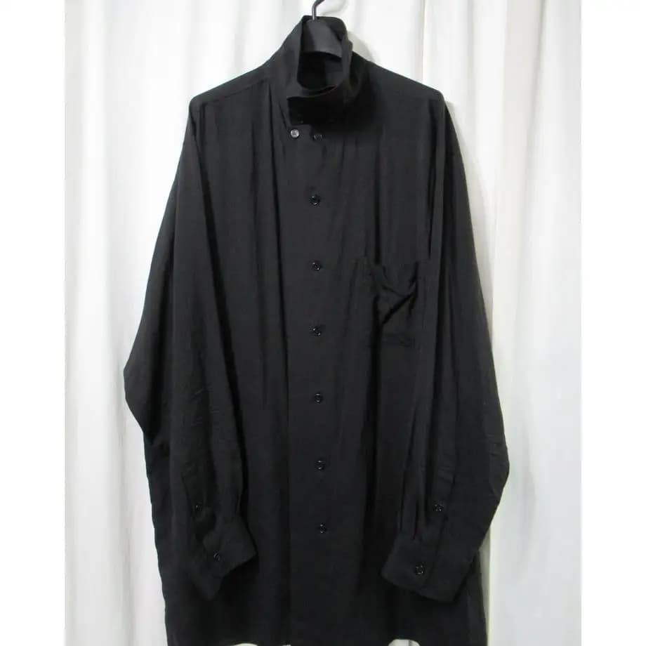 TOP-YAMAMOTO ® Chemise japonaise minimaliste à col montant pour hommes, chemise noire ample, décon