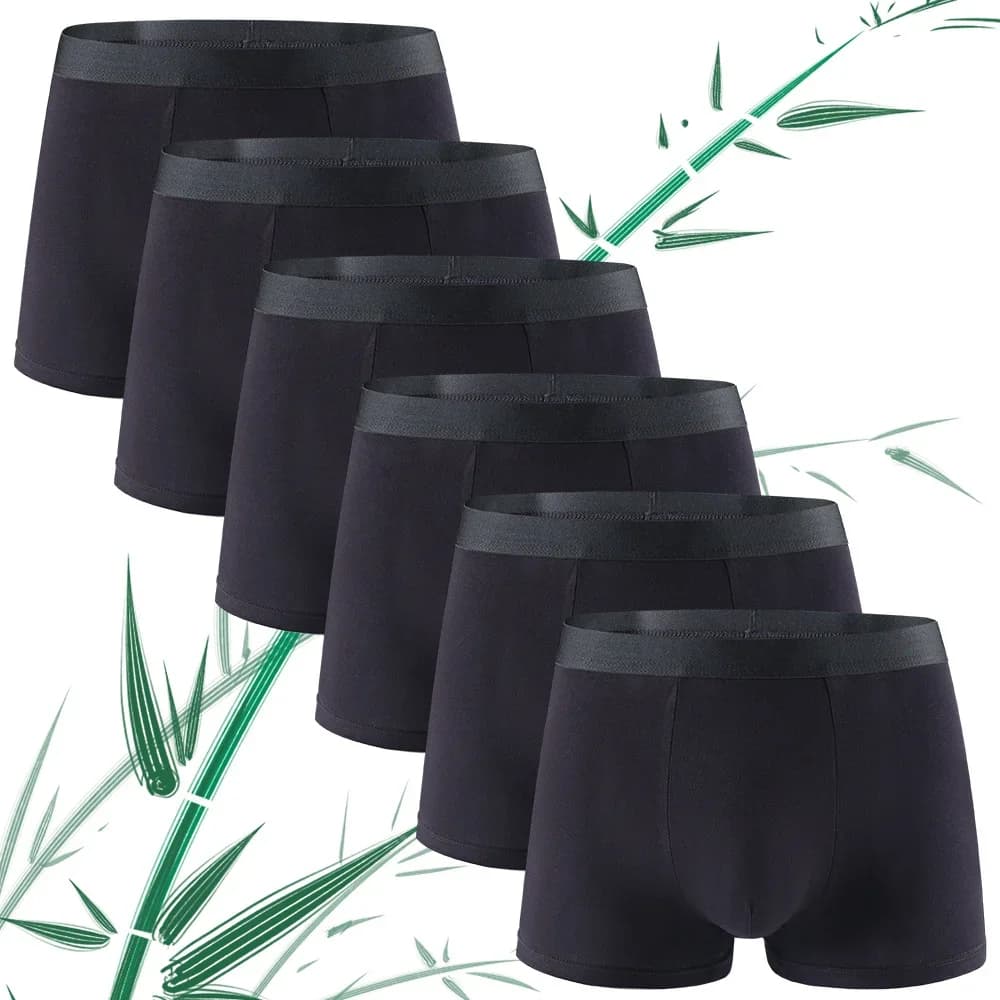 Sous-vêtements en Fiber de bambou pour hommes, 6 pièces, couleur unie, Boxer Simple pour hommes, cul