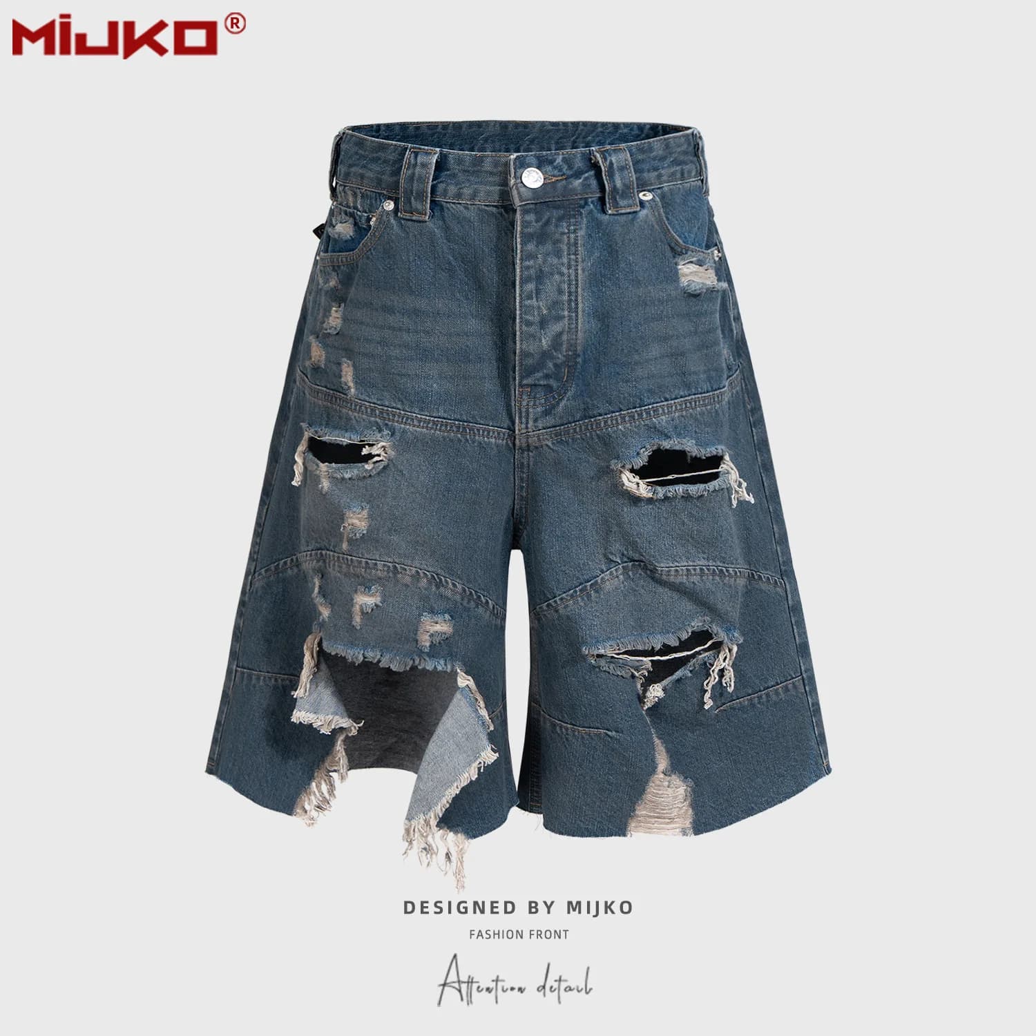 Short en jean délavé et déchiré MIJKO TJ165