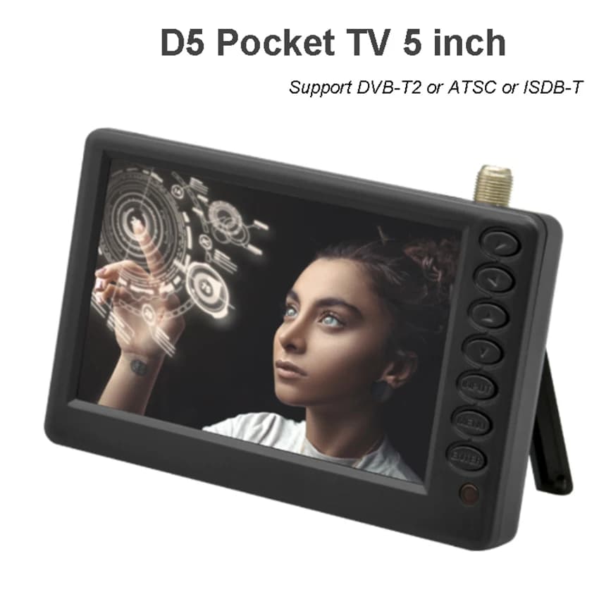 TV de poche D5 5 pouces DVB-T2 ATSC ISDB-T, Mini télévision numérique et analogique pour petite voit