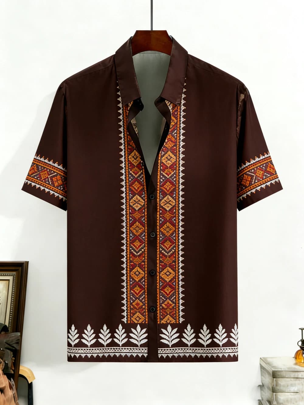 Chemise d'été à manches courtes pour hommes, motif baroque de luxe léger, imprimé en 3D, décontracté