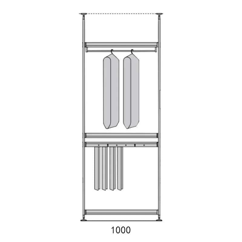 Support de rangement pour garde-robe, vestiaire ouvert, chambre à coucher, cintre en acier à Angle S