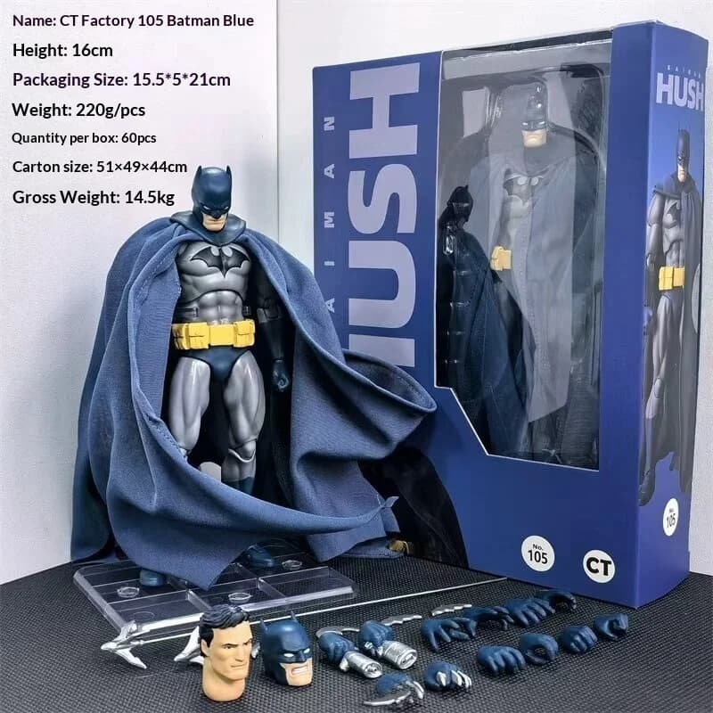 CT New Batman&Superman Hush Mafex 105 DC Justice League Version Comic Bleu 16cm Figurine Articulée M