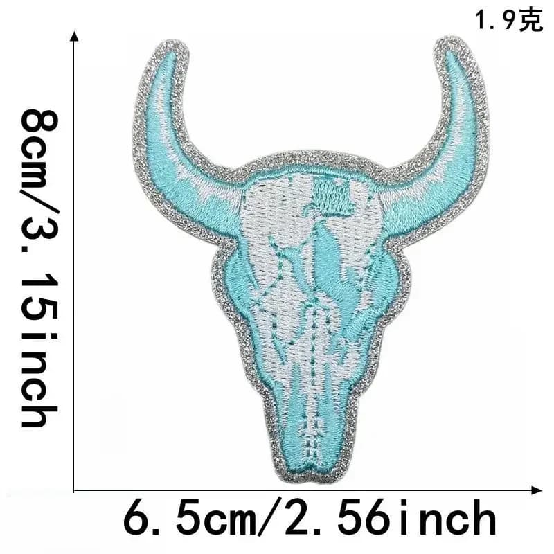 Emblème tête de bœuf, accessoires pour vêtements, Badge autocollant brodé, patchs à repasser