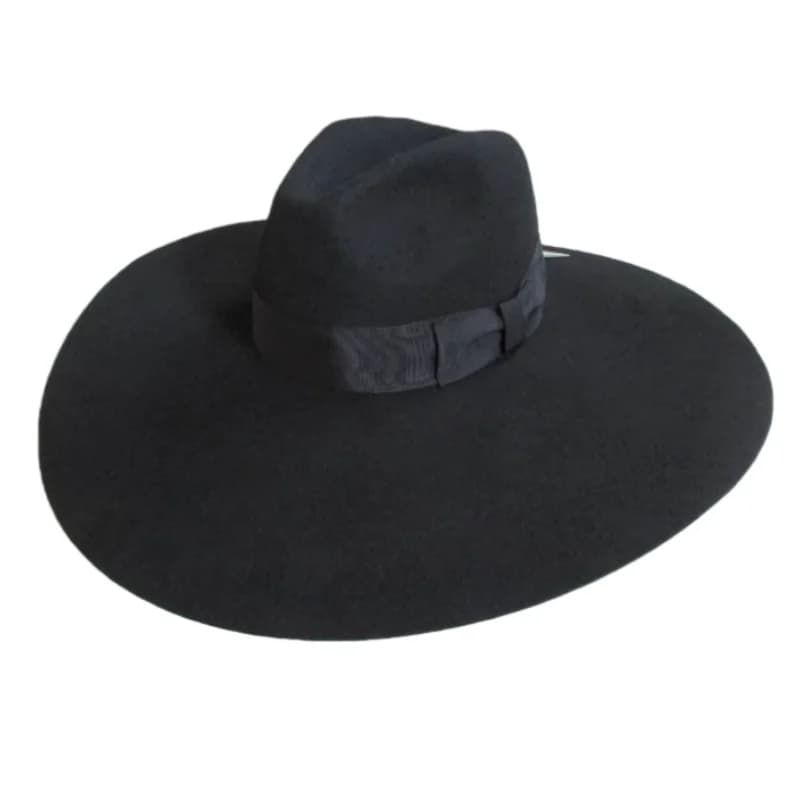 Chapeau haut de gamme noir style français en laine, chapeau haut-de-forme à large bord, chapeau de m