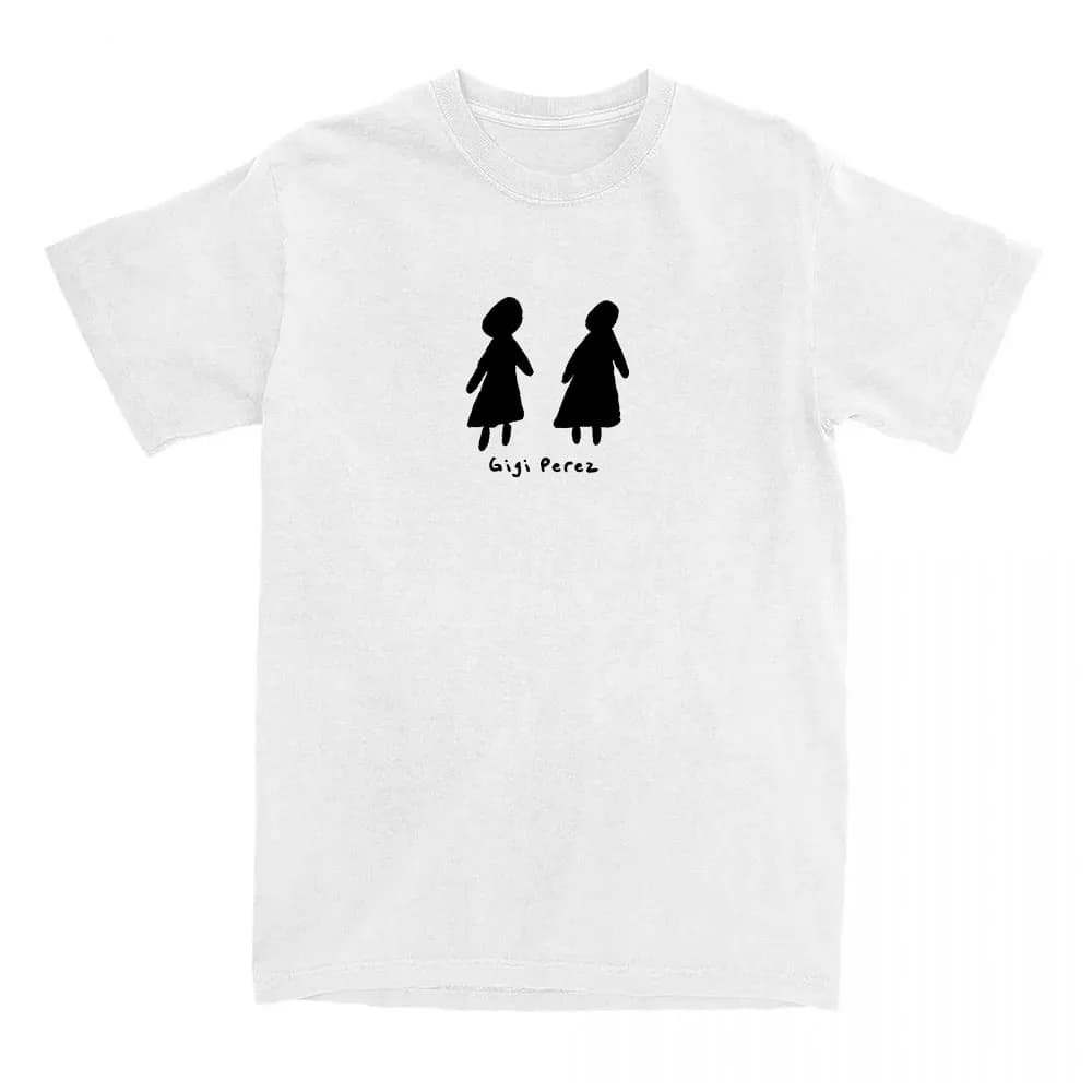 Gigi Perez Logo T-Shirt blanc à la plage, dans chaque vie 2025 nouveaux t-shirts été coton à manches