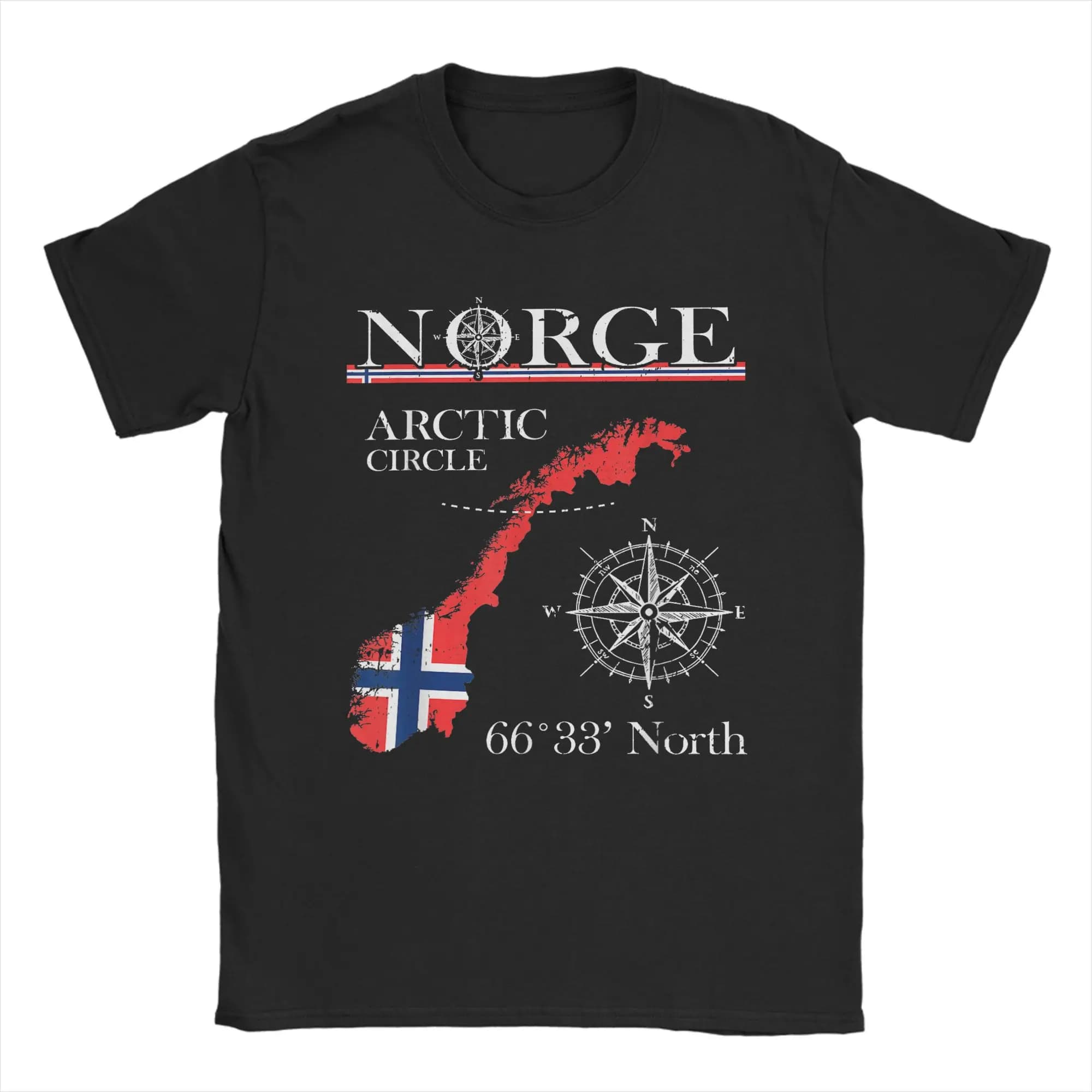 T-shirts pour hommes avec drapeau norvégien, cercle arctique, vêtements en pur coton, à la mode, à m