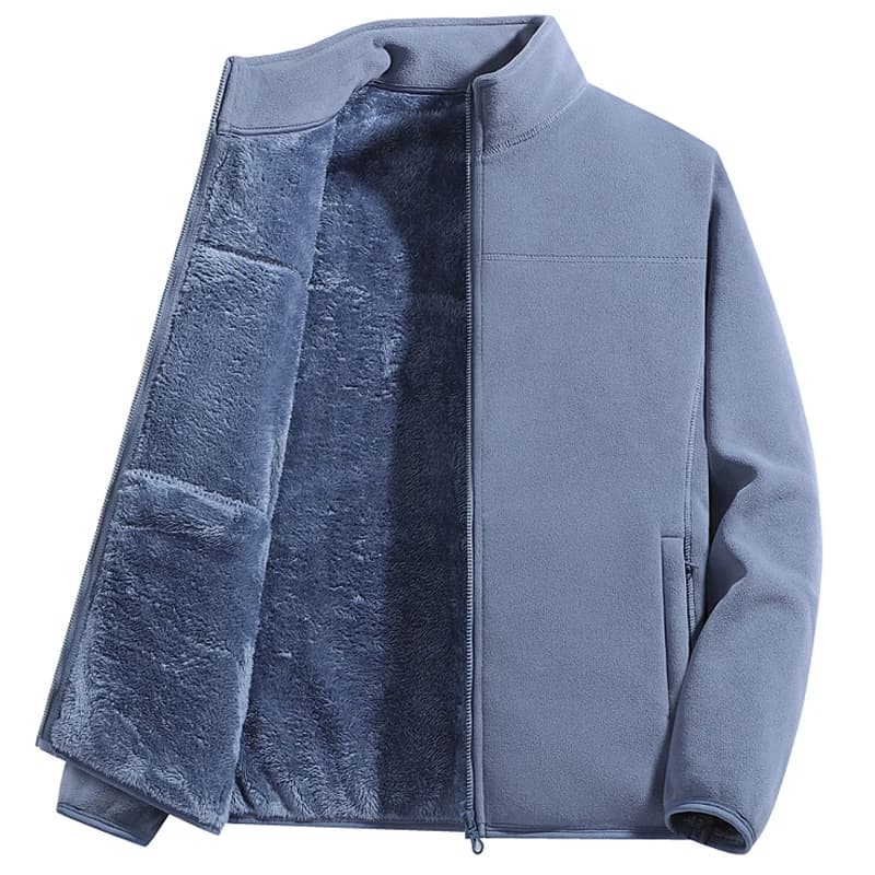 Veste polaire pour hommes hiver coupe-vent col montant manteau fermeture éclair thermique laine doub