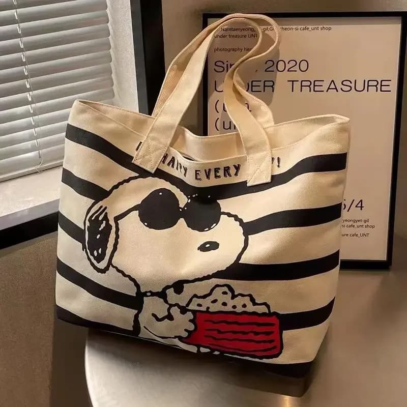 Snoopy – sac en toile de grande capacité, dessin animé mignon, pour étudiantes, pour contenir des li