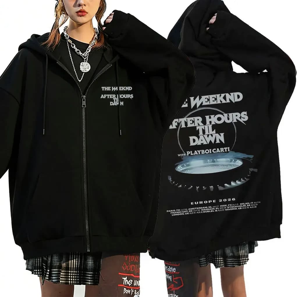 Sweat à capuche zippé pour homme The Weeknd After Hours Til Dawn avec Playboi Carti Tour 2026, mode