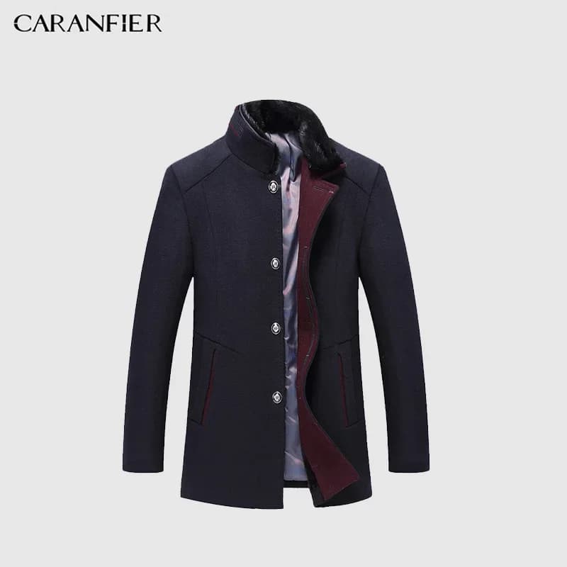 CARANFIER nouveau automne hommes veste décontracté Plus velours marque mâle laine manteau col Mandar