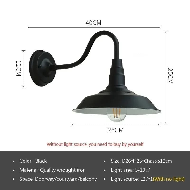 Lampe murale LED rétro américaine, luminaire décoratif Vintage pour cour, balcon, entrée, escalier,