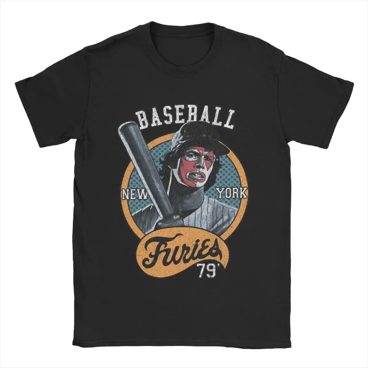 T-shirt du film The Warriors, style vintage délavé, streetwear unisexe, col rond surdimensionné, cot