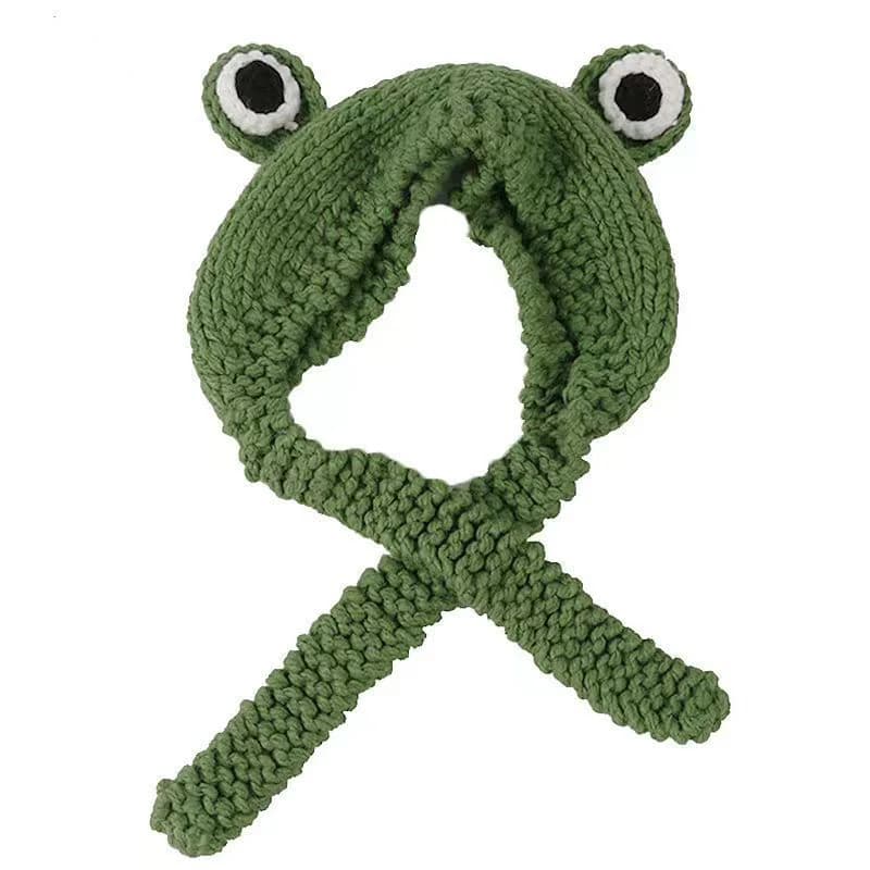 Casquette de grenouille tricotée en laine pour femmes, automne et hiver, Version coréenne de la maré