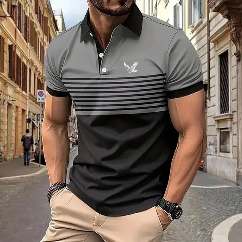 Polo pour hommes chemise de Golf rayé couverture rue décontracté à manches courtes vêtements vêtemen