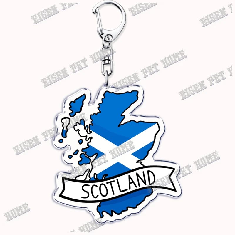 France ecosse pays cartes avec nom acrylique porte-clés porte-clés pour accessoires sac pendentif po