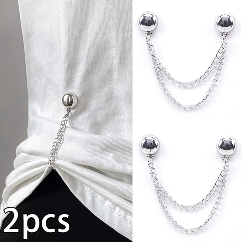 ❃ Lot de 2 pinces magnétiques multifonctions avec chaîne, boutons métalliques, pour vêtements, échar