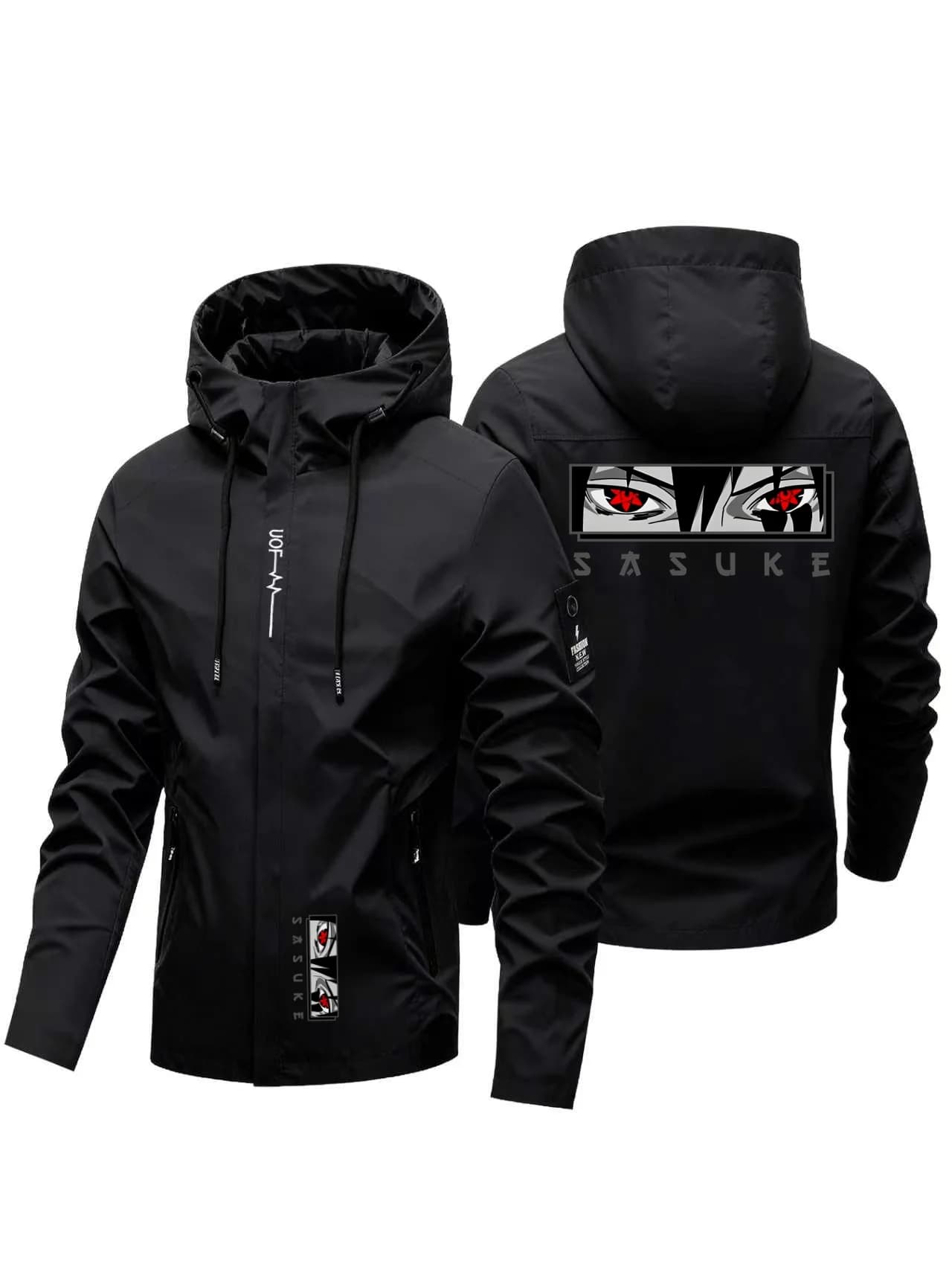 Veste à capuche à rayures pour hommes, coupe-vent, fermeture éclair intégrale, vêtement d’extérieur 